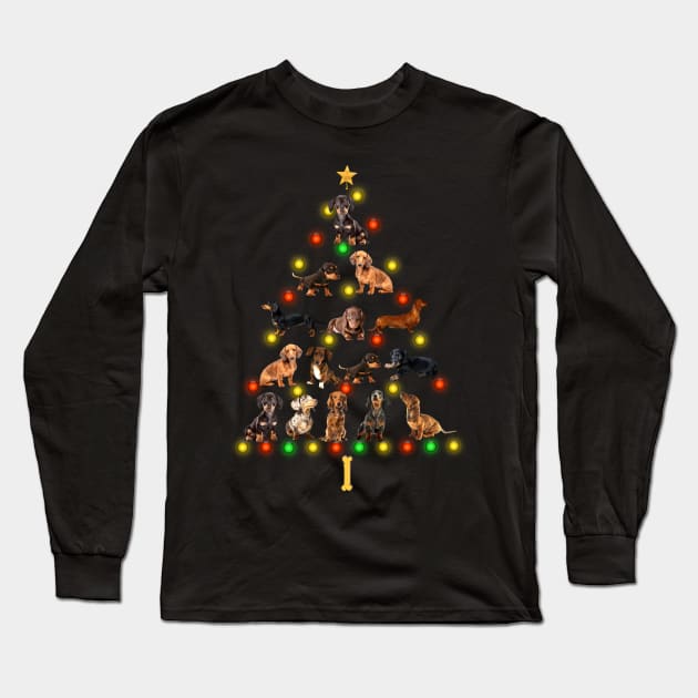 Dachshunds Christmas Tree Long Sleeve T-Shirt by QUYNH SOCIU